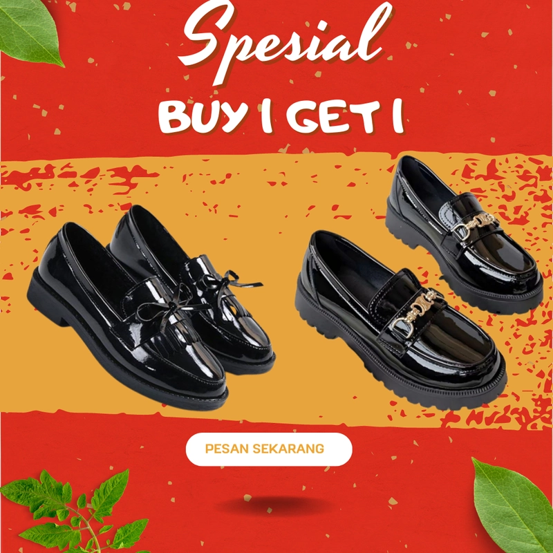 Product image Koekita - Paket Kombinasi Buy 1 Get 1 Sepatu Flat Oxford Wanita DR-001 & DR-005 37 HITAM & HITAM