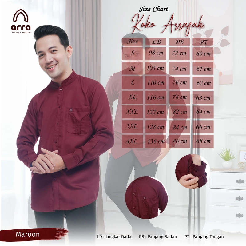Product image Arra - Baju Sarimbit Ar Rafah Maroon S Koko Ayah