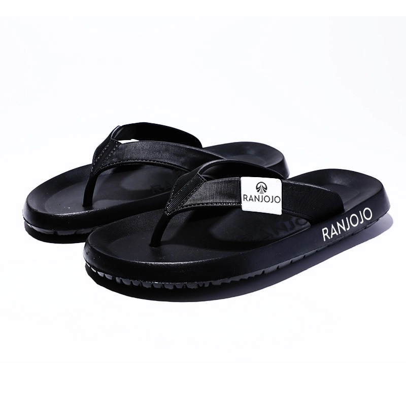 Product image Ranjojo - Sendal Jepit Pria Kasual Sangat Ringan Musim Panas Slide Cowok sandal pantai BR05 39 BLACK