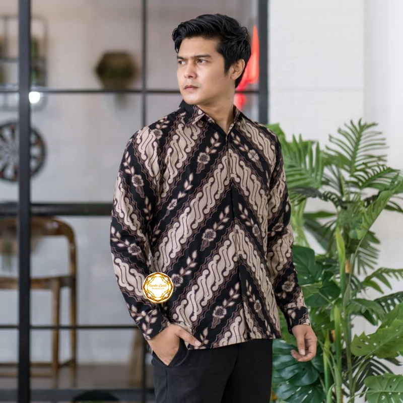 Product image Rambe Batik Indonesia - Couple Gamis Nealam Original Kualitas Butik - Bisa Beli Pisah M Kemeja Hitam