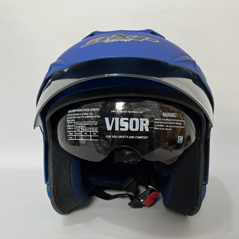 Product image CRX Helmet - Helm JP7 Biru Doff - Double Visor (Kaca Clear & Smoke) Helm SNI Helem Dewasa L JP7 Biru Doff