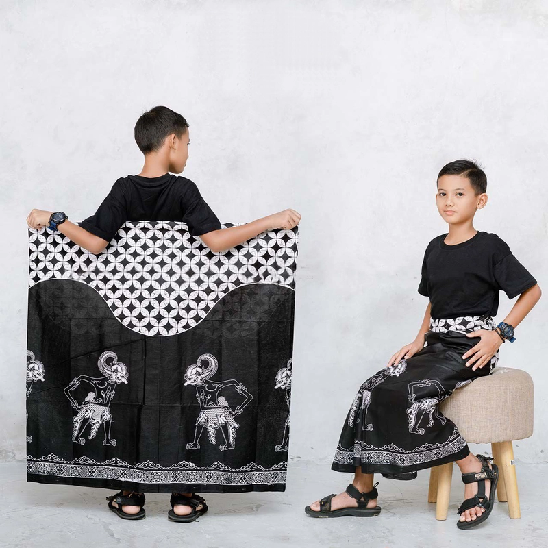 Product image Kois Batik - Sarung anak sd wayang sangat nyaman dipakai motif benowo Sarung anak sd Benowo putih
