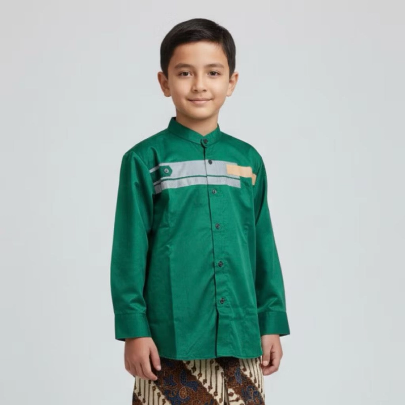 Product image Batik Alfin - Baju koko anak tanggung series terbaru motif yordan bagus banget nyaman di pakai M Yordan hijau