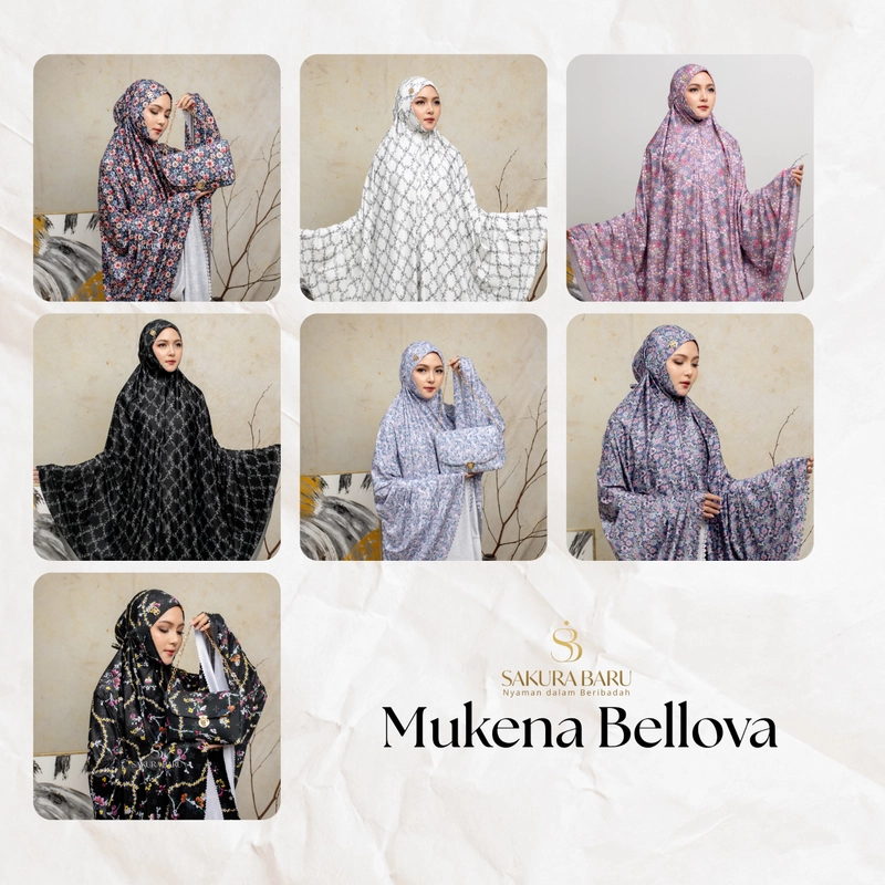 Product image Sakura Baru - [BUY 1 GET 1] SAKURA BARU - MUKENA BELLOVA MOTIF RANDOM ATASAN MOTIF CANTIK All Size Random