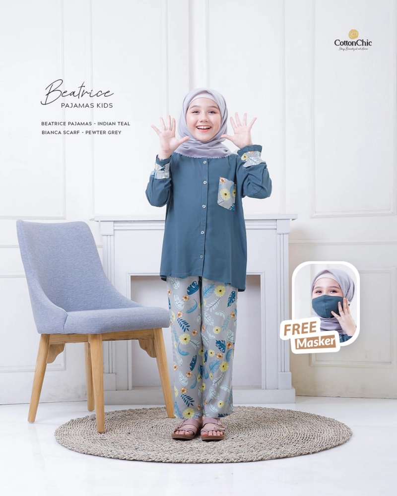 Product image Yasmeera Official - Piyama Beatrice Anak S INDIAN TEAL