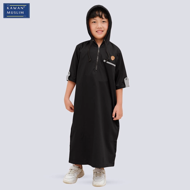 Product image Kawan Muslim - Jubah Gamis Hoodie Anak Laki Laki Premium Lengan 3/4 bahan Adem 1 Sampai 14 Tahun coklat 1&2 tahun