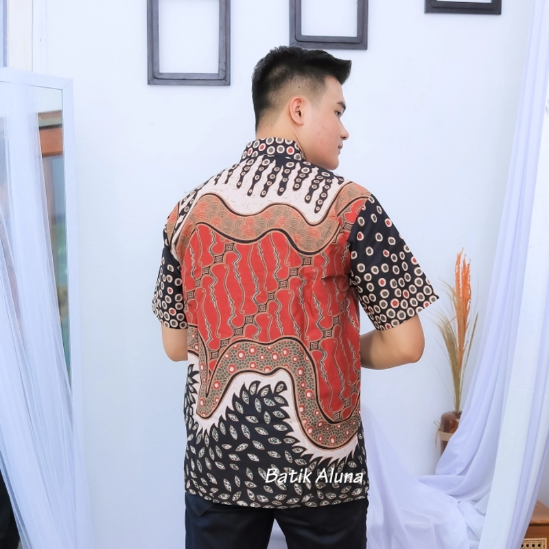 Product image Batik aluna - PD016Baju Batik pria premium lengan pendek full furing atasan batik pendek S BATIK