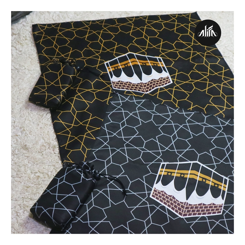 Product image Alifa Sajadah Shop - Alifa Sajadah Shop - Sajadah Travel Kiswah Mika Kotak + Pita + Kartu Ucapan Custom Souvenir Sejadah 100g Mika Kotak
