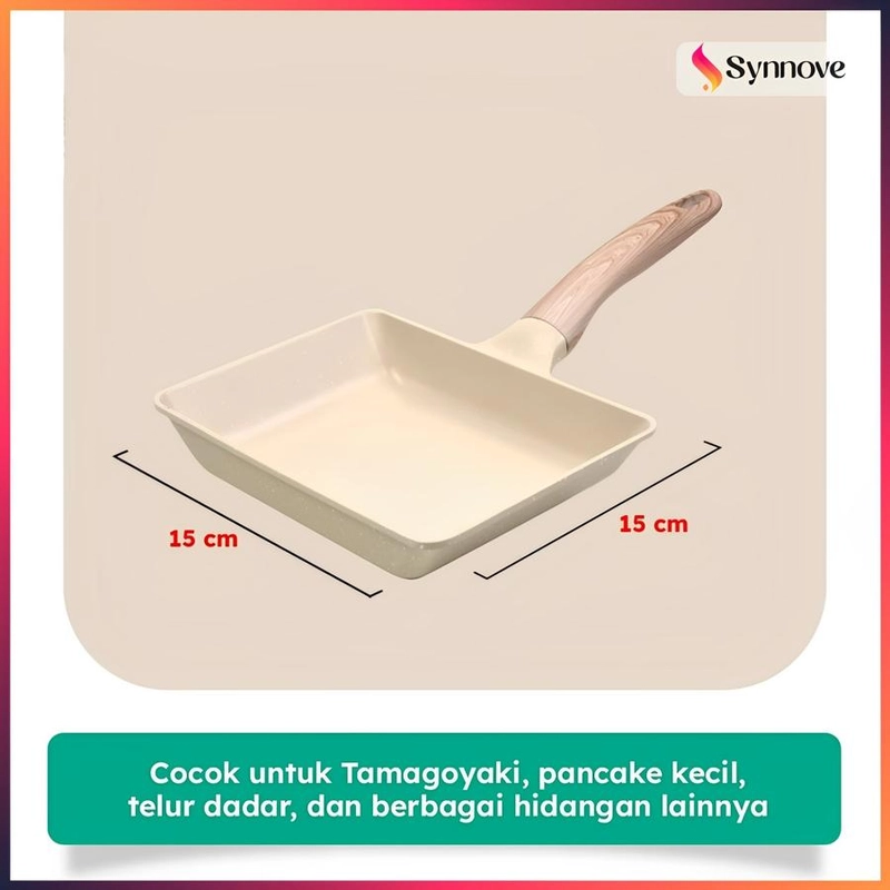 Product image Synnove - Wajan Penggorengan White Granite PFOA FREE Wajan Teflon Anti Lengket Tamagoyaki 15cm X 18cm White Granite