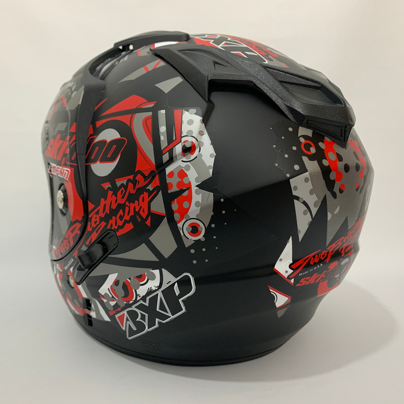 Product image Helm JP7 Skidoo Merah Doff- Double Visor (Kaca Clear & Smoke) Helm SNI Helem Dewasa L Skidoo Merah Doff