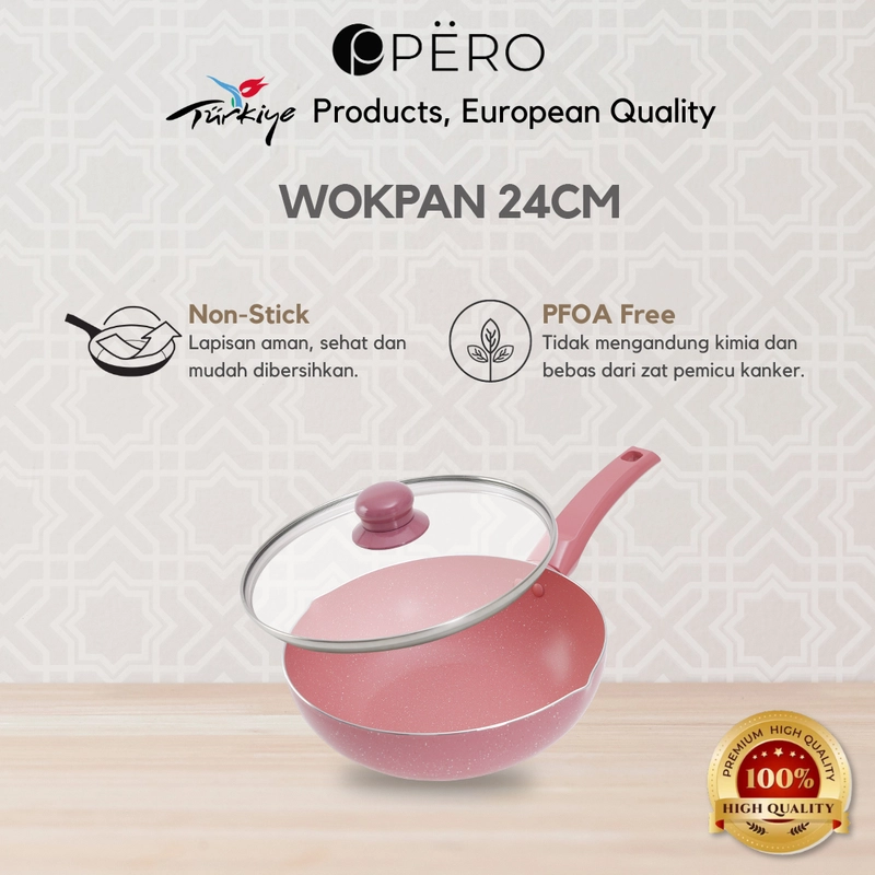 Product image PERO - WOK PAN 24 CM + GLASS LID 24 CM Pink