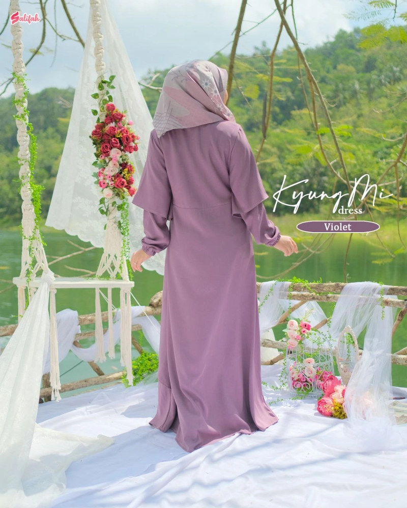 Product image Dzeera - SALIFAH - KYUNGMI DRESS / gamis polos cantik dan unik bahan premium L VIOLET