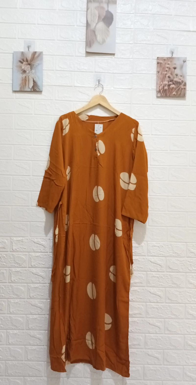 Product image Fisky Collection - Long Dress Motif Kopi All Size Mustard