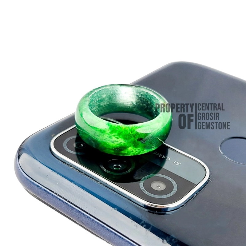 Product image CENTRAL GROSIR GEMSTONE - Cincin Hitam Polos Pria Wanita Batu Giok Asli Natural Jadeite Jade 6 Hitam kehijauan