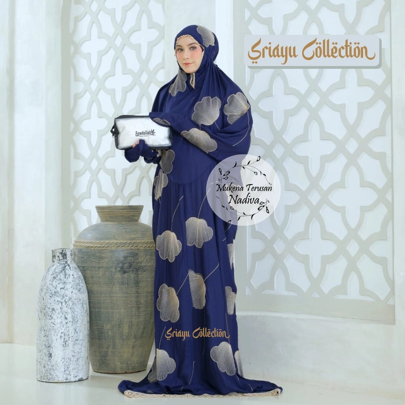 Product image SRIAYU COLLECTION - MUKENA TERUSAN NADIFA TERBARU ALLSIZE NAVY