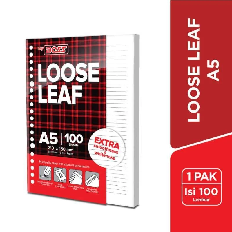 Product image Bintang Terang ATK - Kertas Loose Leaf Big Boss A5 (isi 100 lembar/isi 50 lembar) A5 isi 50 Putih
