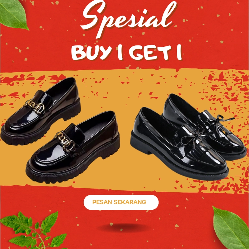Product image Koekita - Paket Kombinasi Buy 1 Get 1 Sepatu Flat Oxford Wanita DR-002 & DR-005 37 HITAM & HITAM