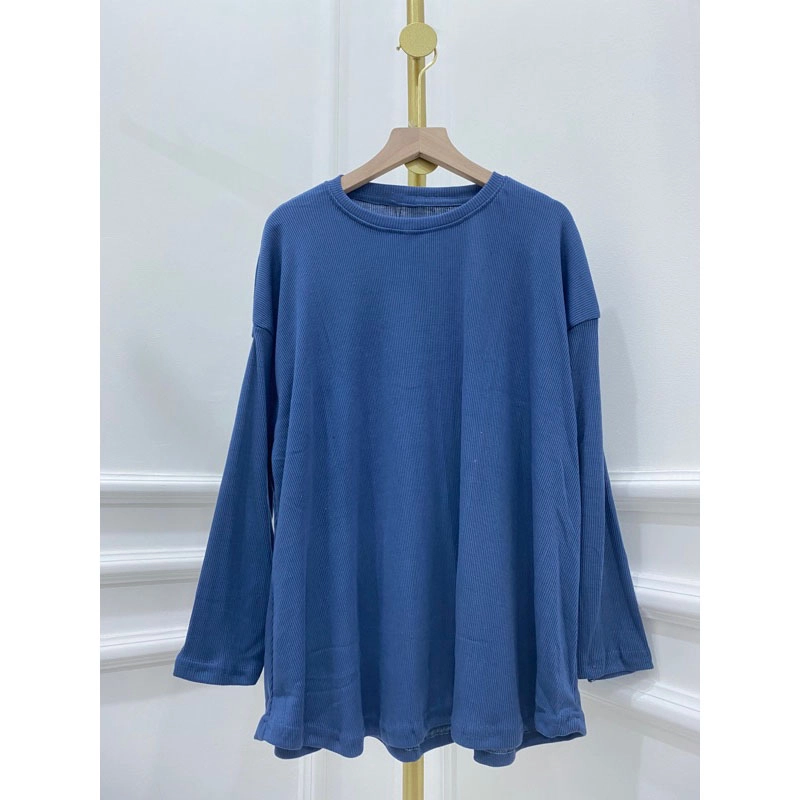 Product image [JL] MEQA DAILY - MEGA DAILY - Olivia Blouse Top Rib Knit Premium All Size Denim