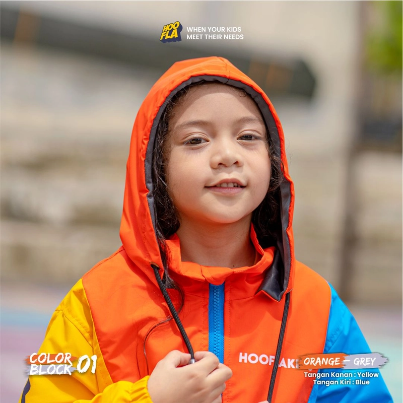 Product image Hoofla - Jaket Anak Color Block Jacket M CBJ 01 Orange-Grey