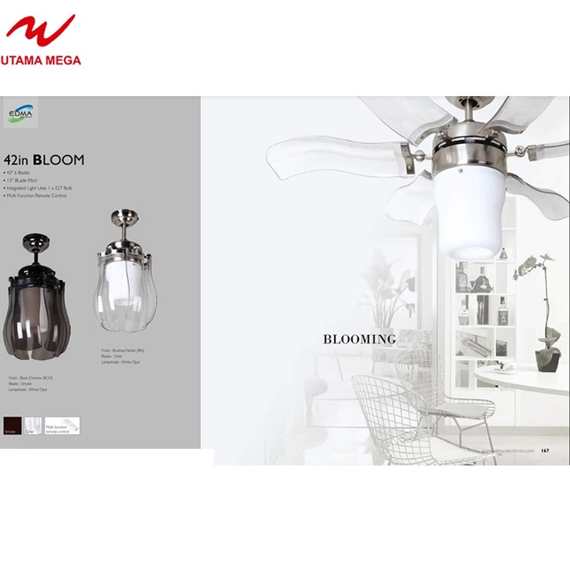 Product image UTAMAMEGA - Ceiling Fan MT EDMA 42IN Bloom Kipas Plafon Lampu Hias Dekoratif Remote Warna Smoke