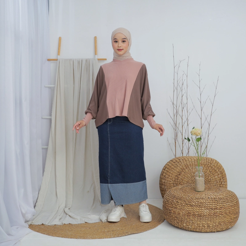 Product image Sseolshop - SSEOLSHOP - ANNELYN blouse wanita simple terlaris 2025 / baju muslimah terbaru lengan panjang warna M Peach