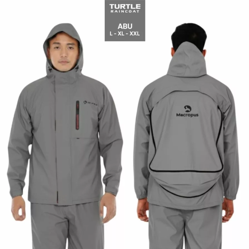 Product image Raincoat - MACROPUS Turtle Raincoat Bacpack Bag Space Premium Original Jas Hujan Setelan Pria Wanita XXL Grey