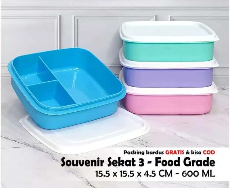 Product image Alcante - SOVENIR ULANG TAHUN KOTAK MAKAN/LUNCH BOX SEKAT 3 TAKUMA SAKURA 600ml random