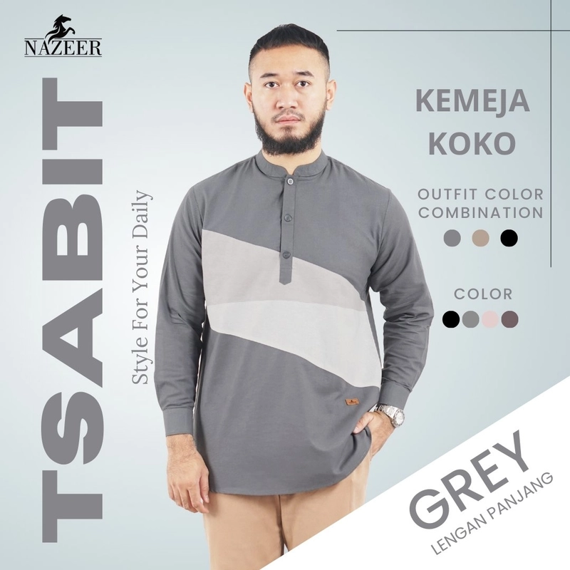 Product image Nazeer - Tsabit Kemeja Koko M Grey