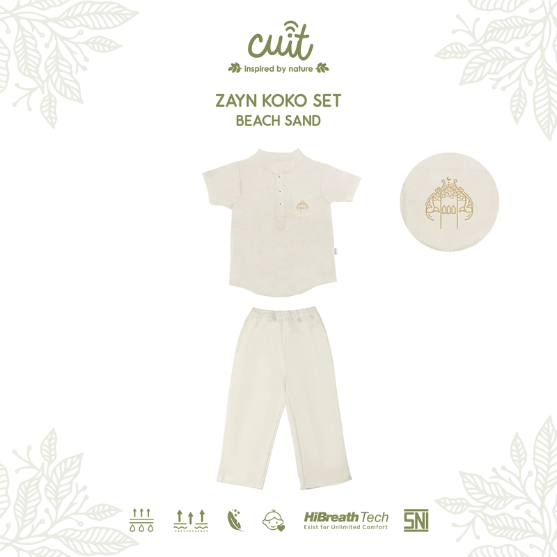 Product image Kintakun Baby - [RAYA SERIES] KINTAKUN BABY X CUIT Zayn Baju Koko Set Anak Laki-laki Tangan Pendek Celana Panjang 1 L (1-2 Tahun) Beach Sand