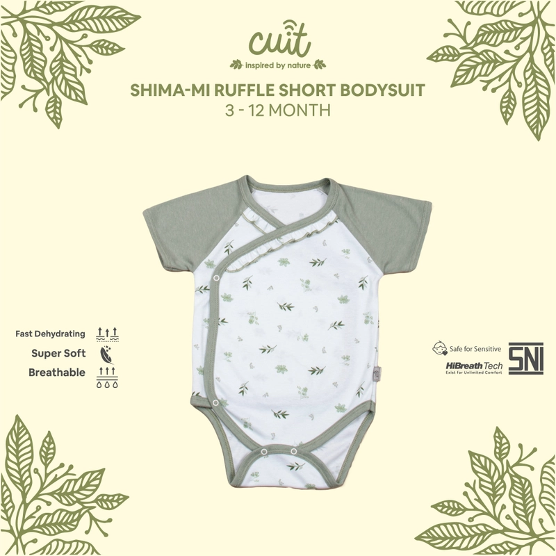 Product image CUIT Ruffle Kimono Bodysuit Bayi Tangan Pendek Anak Perempuan Shimami M (6-12 Bulan) Green