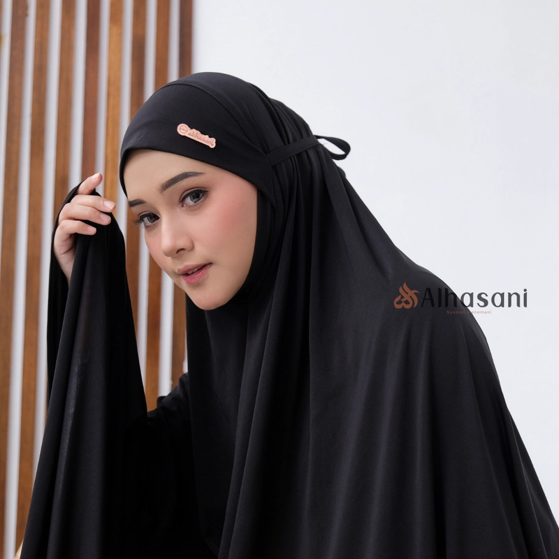 Product image Alhasani Official Store - Mukena Syahda Mukena Jersey Malaysia Premium-SYAHDA Jumbo Hitam