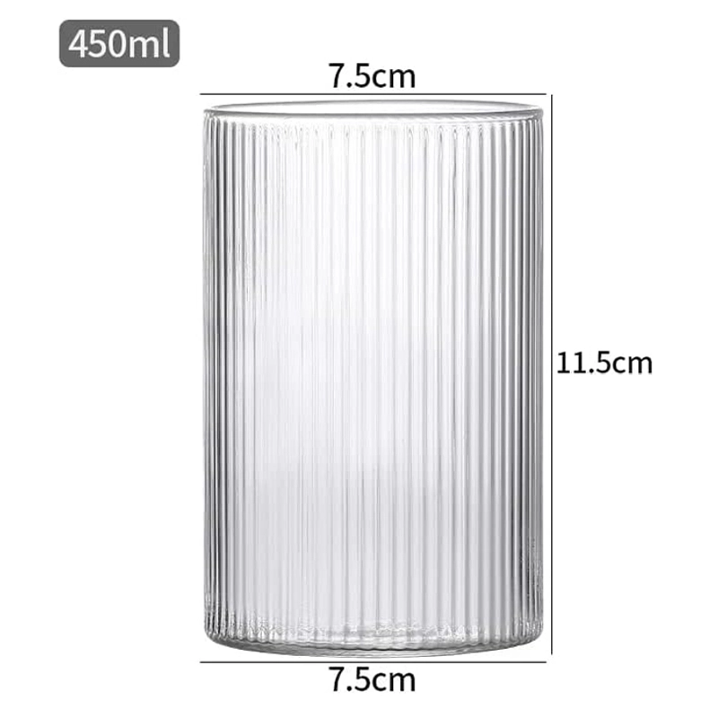 Product image RUMAH RAYA - (PO) Gelas Japanese Striped Heat Resistant 450ml + sendok - SF-455 1 Pcs Putih/Transparent