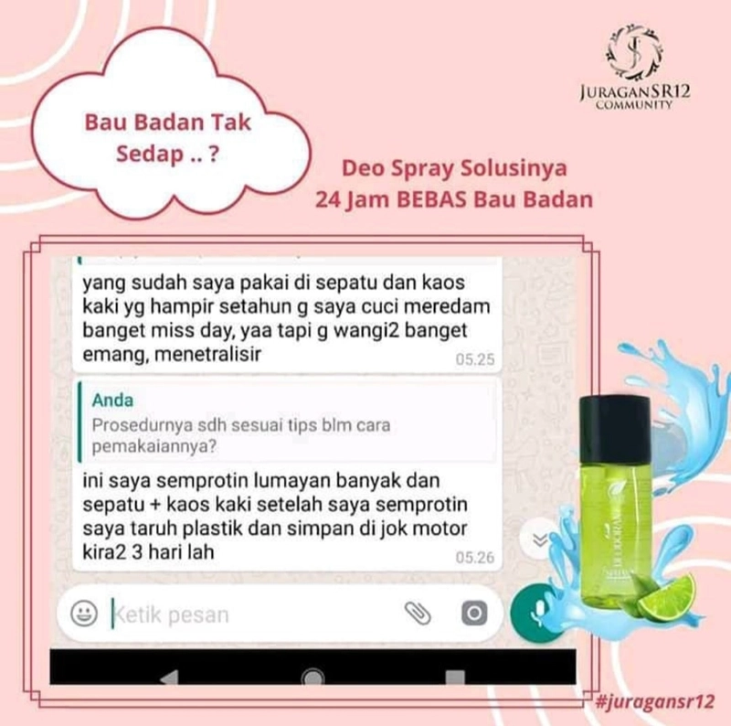 Product image Deodorant Spray Reguler SR12 Menahan Bau Badan Menahan Keringat Berlebih Non Parfum 60 ml Premium