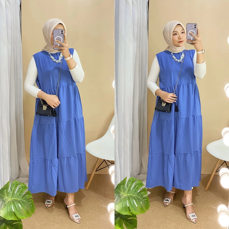 Product image [CUCI GUDANG] Baju Gamis Wanita Naura Inner atau Outer Dress All Size fit to XL Denim (Outer Only)