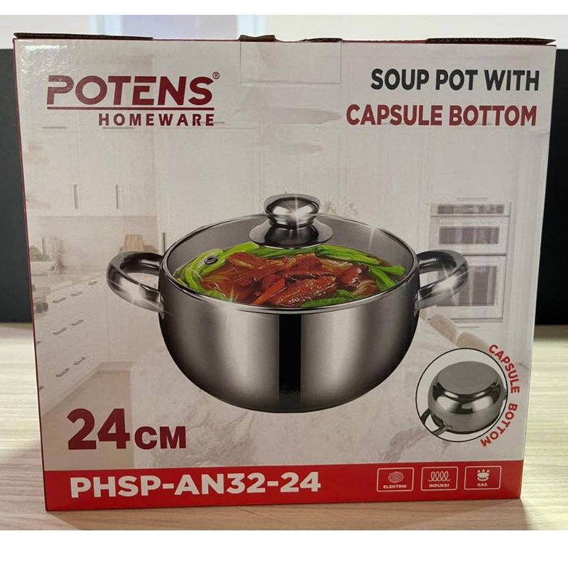Product image KJU - POTENS Panci Susu Stainless Steel Dengan Tutup kaca 24 Stainless Steel