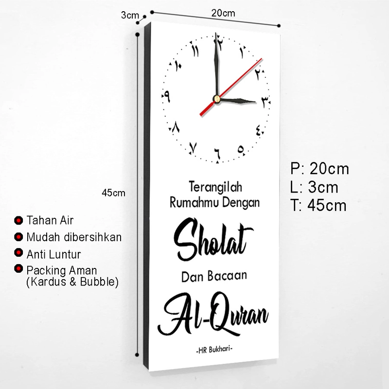 Product image Jam Dinding Quotes Motivasi Islami - JAM-85 20X45X3 PUTIH
