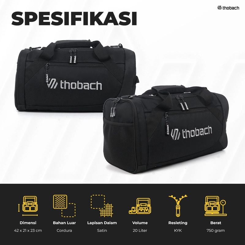 Product image Thobach official -MINI TRAVEL BAG DETROIT BACKPACK PRIA WANITA DUFFLE BAG GYM ALL SIZE Black