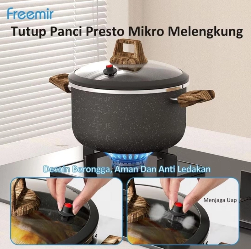 Product image Rizki Electronics - freemir Panci Sup Gentong 24cm 5,5 liter hitam/beige