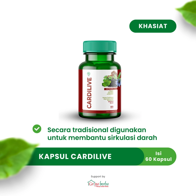 Product image Griya Herba - Cardilive Obat Herbal Membantu Melancarkan Sirkulasi Darah Liver Halal BPOM 60 Kapsul Original