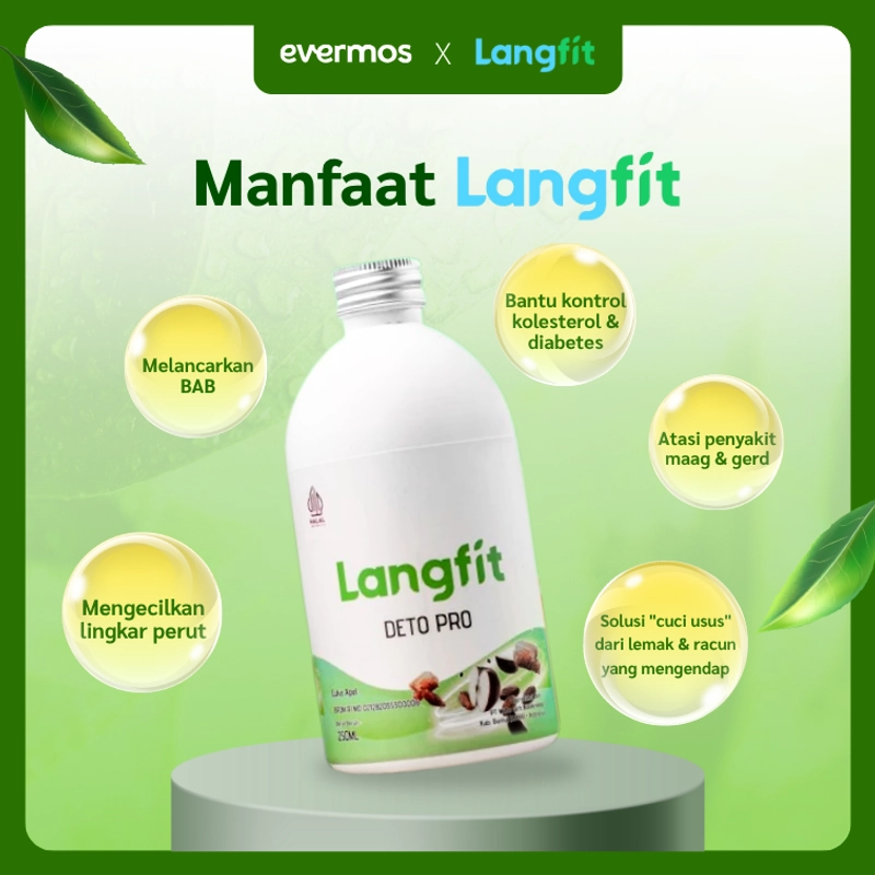 Product image Langfit - Paket 4 Botol Deto Pro Cuka Apel + Madu Stevia Probiotik Chia Seed 1 Paket Isi 4 Botol