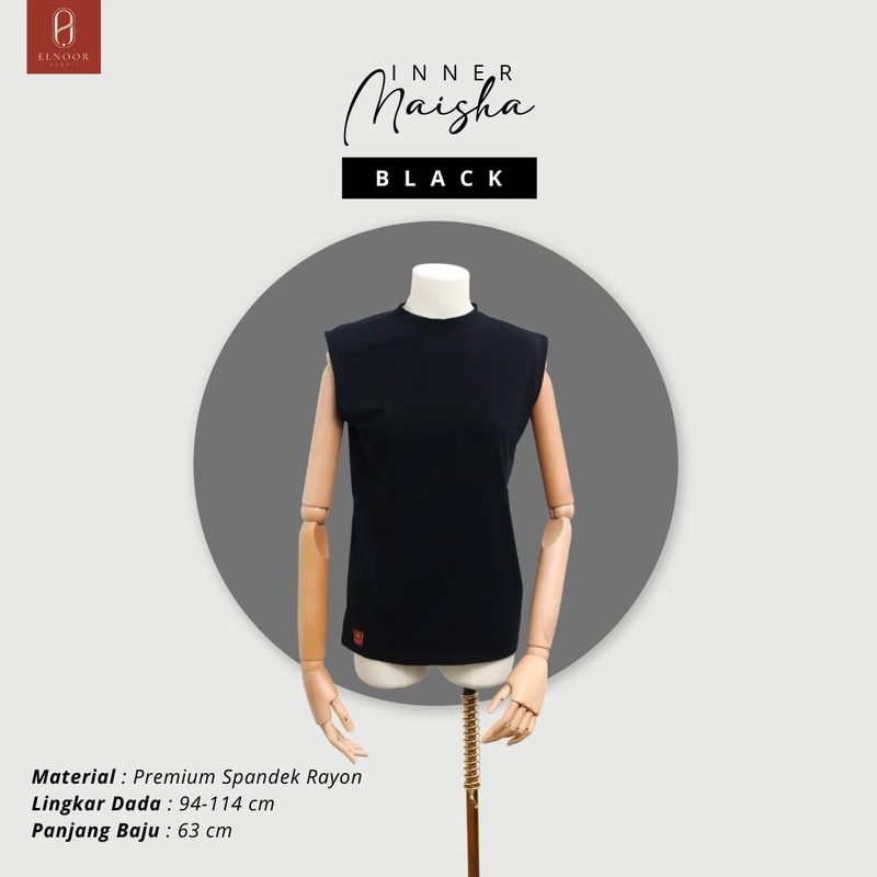 Product image ELNOOR SYARI - ELNOOR SYARI - INNER GAMIS TANPA LENGAN INNER MAISHA ALL SIZE Black