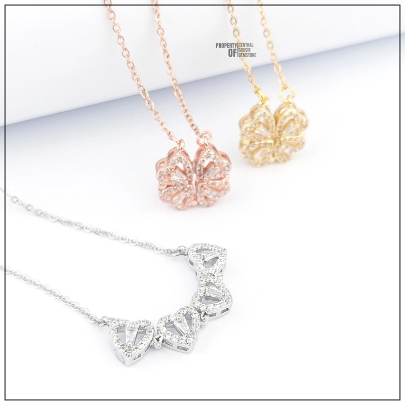 Product image CENTRAL GROSIR GEMSTONE - Kalung Liontin Titanium Love Hati Necklace Pendant Heart Wanita 45cm Gold