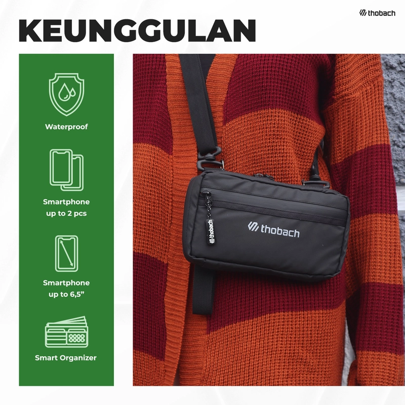 Product image Thobach official - THOBACH Sling Pouch / Sling Phone Anti Air Waterproof EXCO 250 gr Black