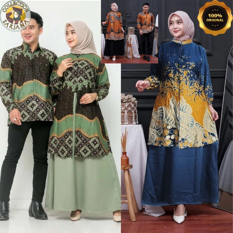 Product image COLLECTION SARJANA - Couple Gamis Mazaya - Katun Prima Kombinasi Crinkle Airflow Kemeja m Green