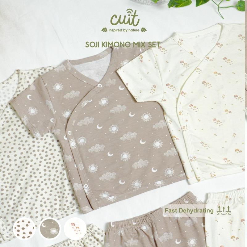 Product image CUIT MINIMALIST 3 - Soji Kimono Mix Set 0 - 24 Bulan NB Milky Pebble
