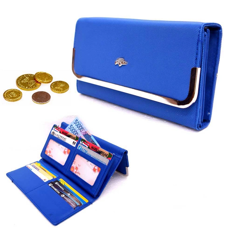 Product image Lanc Fashion - Dompet Kasual Kulit Laura Grand Plat Frame Stainless Prime New Warna Biru
