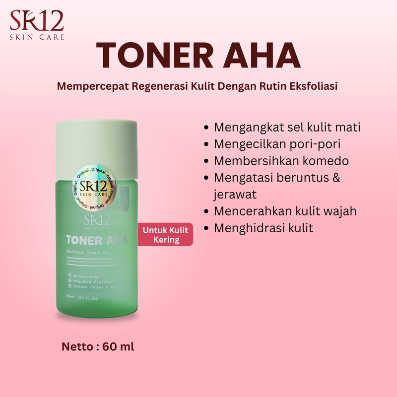 Product image SR12 Toner AHA Toner Eksfoliasi Kulit Kering Dan Memudarkan Flek Hitam 60 ml Toner AHA