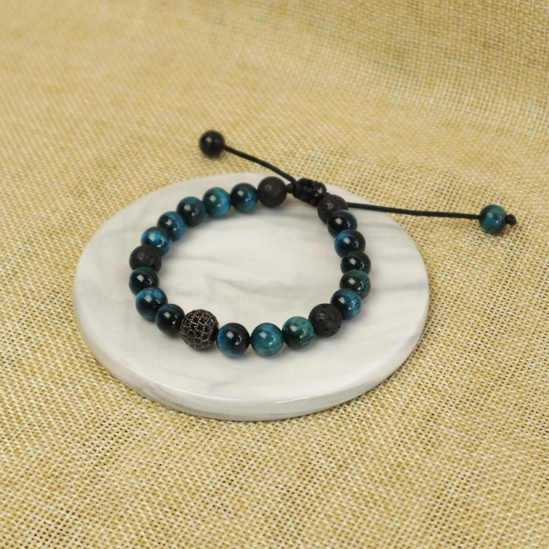 Product image Riza Craft - Gelang Batu Akik Tiger Eye Biru Alam ASLI Natural Original Standard Biru