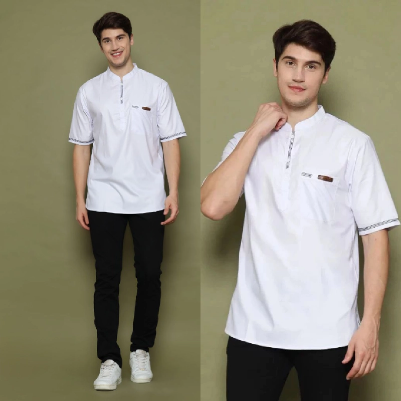 Product image Kois Batik - Baju koko pria dewasa lengan pendek terbaru motif iyan M Koko iyan putih