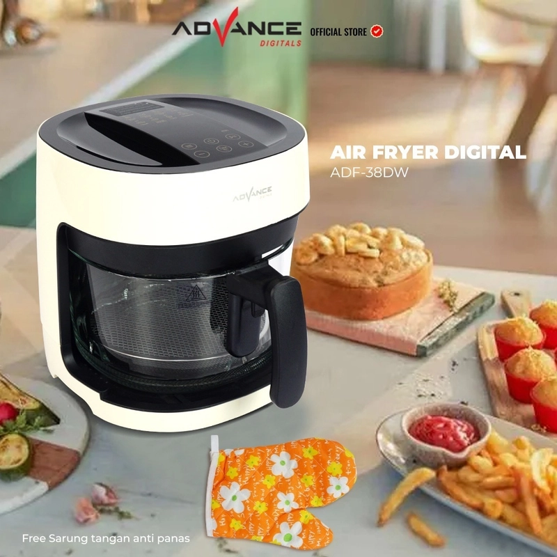 Product image Advance Digitals Indonesia - Digital Air Fryer ADF-38DW Baki Kaca Transparan Glass 800 Watt 3.8 Liter Default